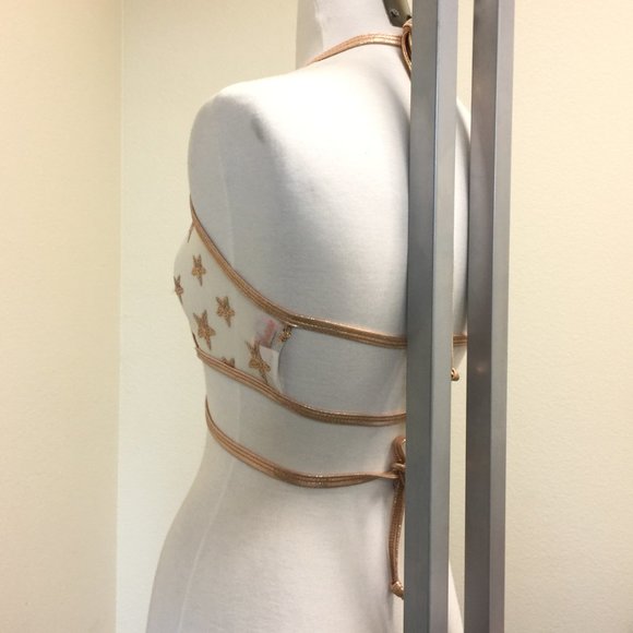 PRE LOVED - J Valentine Sequin Star Mesh Top- GLD/S - CHL085 - Picture 4 of 4